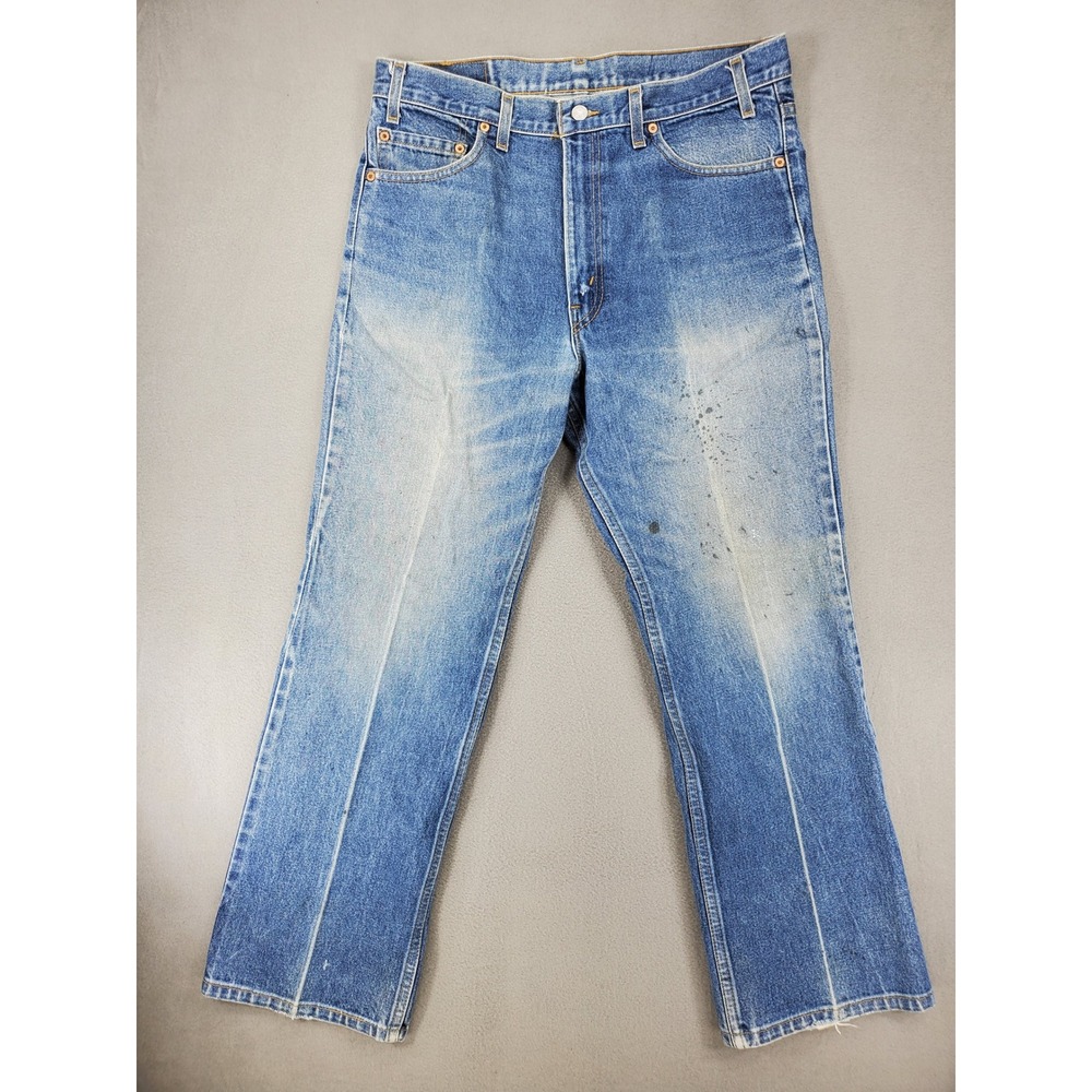 Levis 517 Bootcut Jeans Mens 36x29 Blue Vintage USA Made Distressed Medium Wash